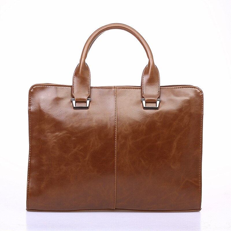 Klassieke Vrouw Mannen Aktetassen Lederen Business Office Computer Laptop Tassen Vintage Schouder Crossbody Tassen Voor Mannen: Khaki    38x27x8 cm