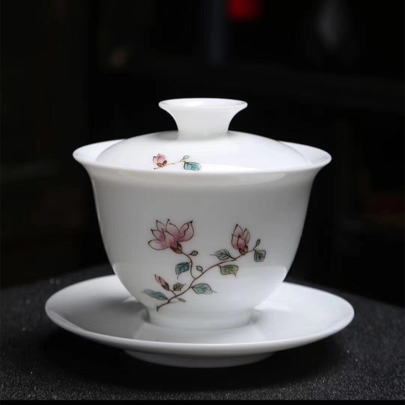Porcelæn håndmalet terrin æggeskal kung fu te store skåle keramik sancai terrin sopera de ceramica gaiwan til kæreste
