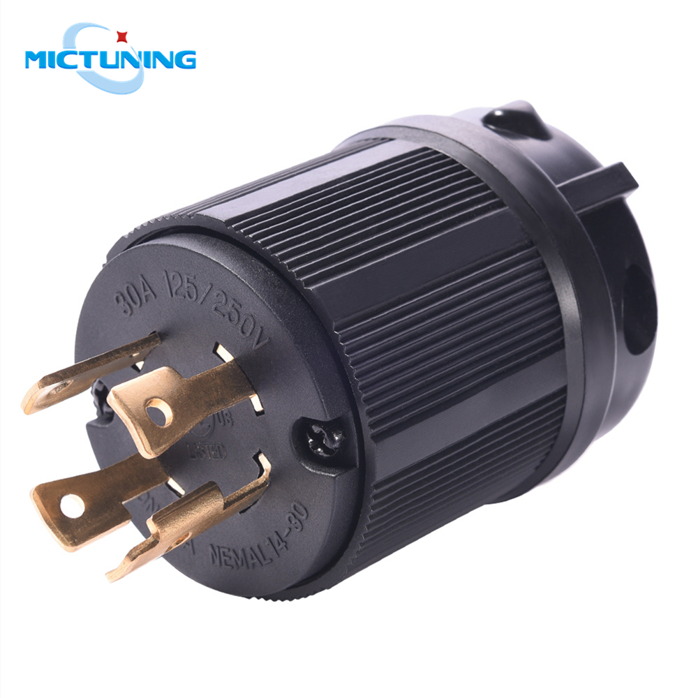 MICTUNING 30A Industrial Grade Generator Plug with Twist Lock 125/250V NEMA L14-30P 4 Pin Male Plug Replaced Plug of RV Trailers