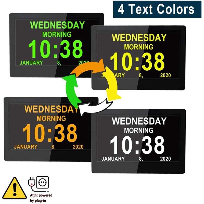 AU04 -Dementia Clocks,Calendar Clock,Digital Clock with Large Digits Display,Alarm Clock with HD Digital Photo Frame,UK Plug