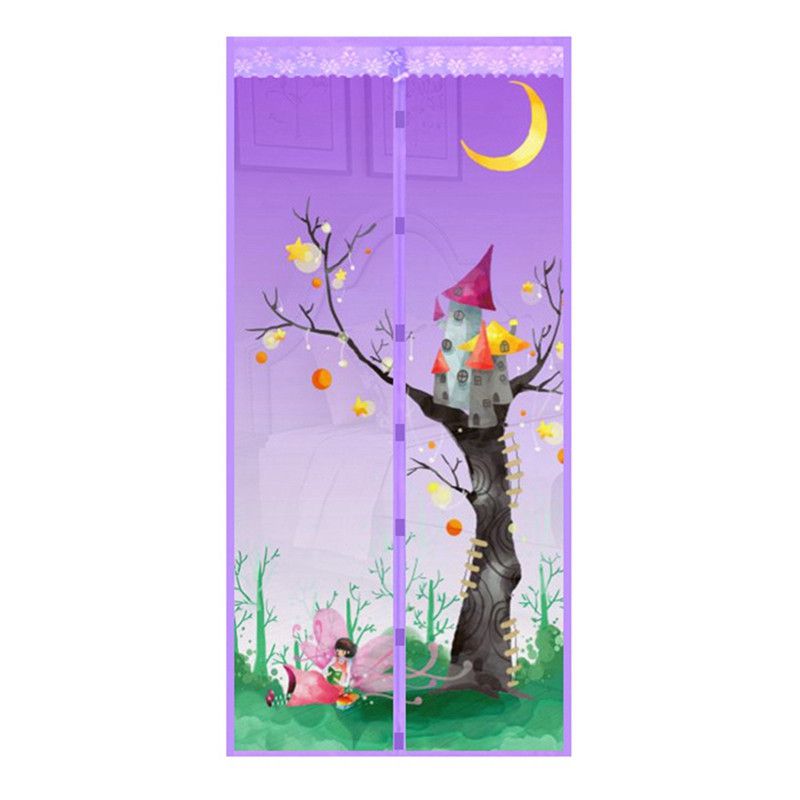 Deur Gordijn Magnetische Gordijnen Handsfree Mesh Anti Mosquito Insect Fly Bug Gordijnen Netto Automatische Sluiten Deur Screen Keuken: Tree Purple / 90x210