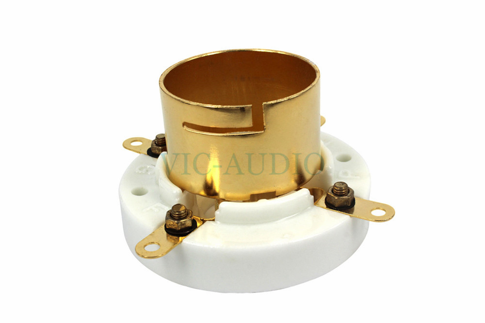 DIY Amplifier 1Piece 4Pins Electronic Tube Socket For 845 805 211 FU-5 Vacuum Tube Socket Audio Amplifier HIFI DIY: Gold