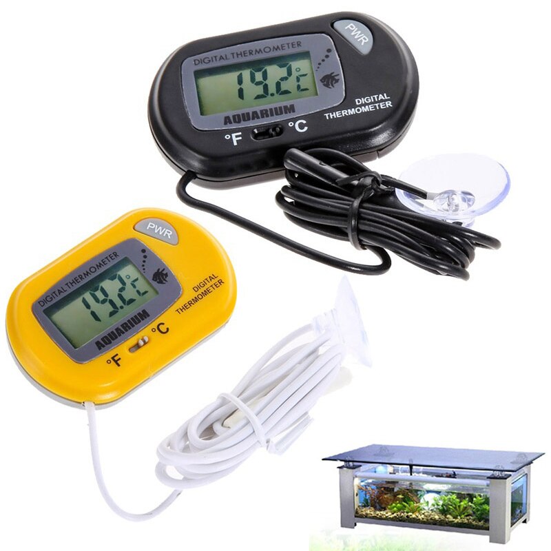 Digital LCD Aquarium Thermometer Fish Tank Thermometer Reptile Turtle Sucker Diving Pet Box with with Suction Cup Waterproof