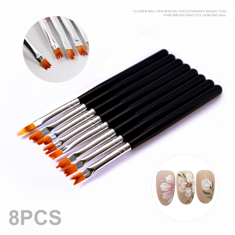 1 cepillo de uñas degradado suave, pintura de dibujo negro plateado, cepillo ombré de pelo de nailon, cepillo de uñas de Gel UV degradado DIY: Rojo