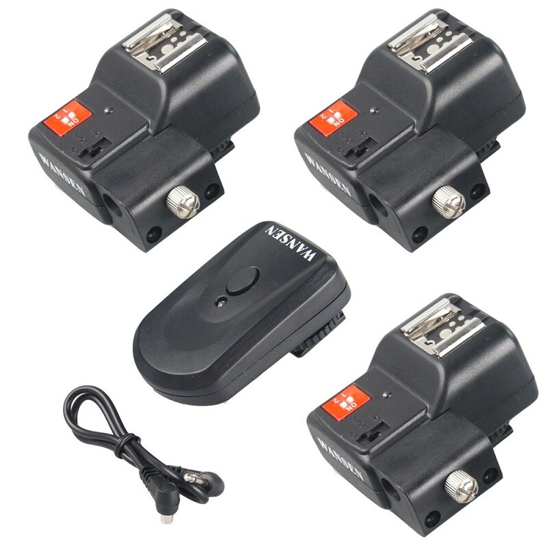 Wansen – 4 chaînes Radio sans fil Speedlite, déclencheur de Flash avec support de parapluie pour Canon Nikon Pentax Olympus: with 3 receivers