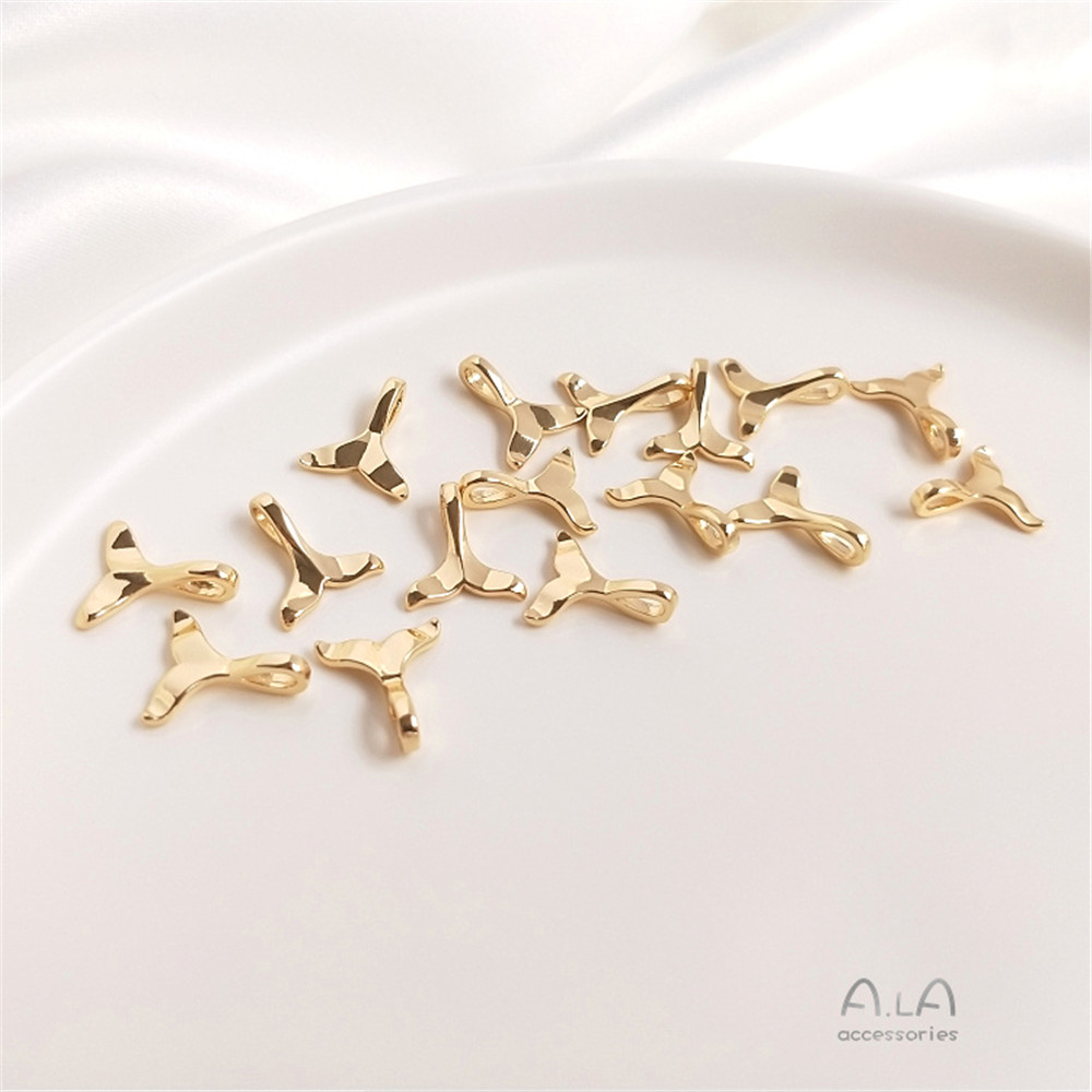 14K Vergulde Walvis Zeemeermin Staart Hanger Diy Hand Armband Sleutelbeen Ketting Oorbellen Hanger Accessoires