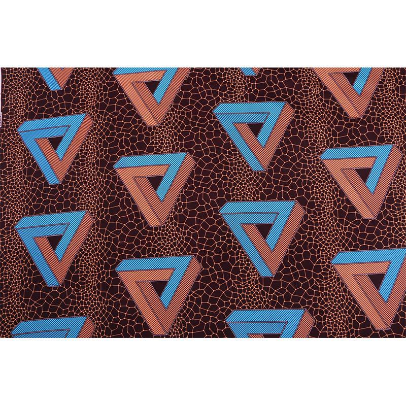 Pure Polyester African Ankara Wax Fabric Geometric Patterns Double Printed Ankara African Wax Fabric 6 Yards