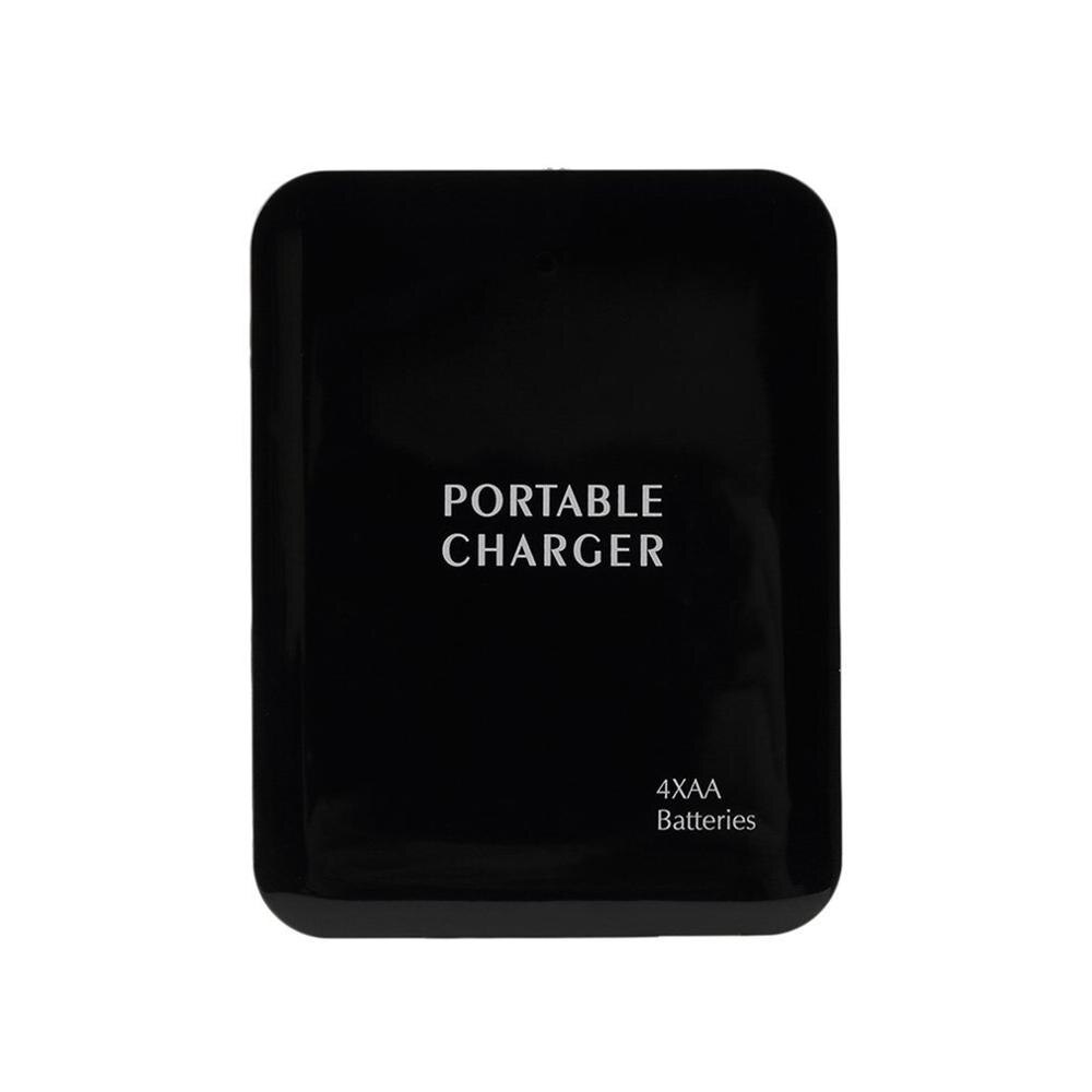 Portable USB 4AA Power Bank Case DIY Battery Emergency Charger Power Bank Case For Cell Phone: Black