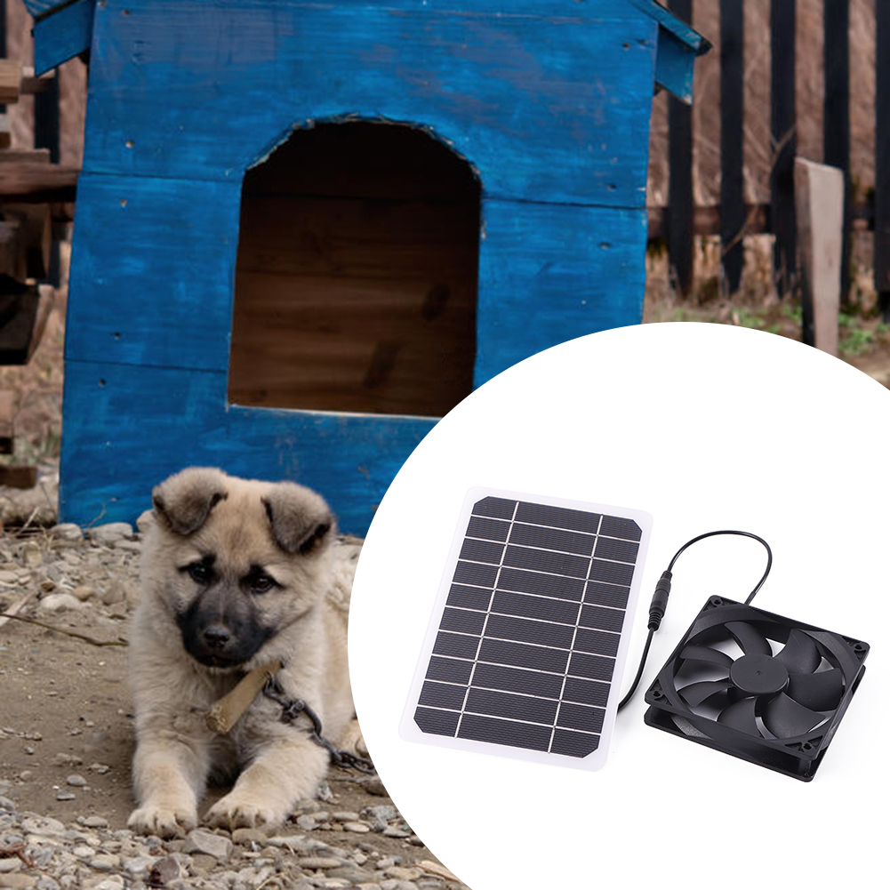 6W 5V Solar Exhaust Fan Air Extractor Mini Ventilator Solar Panel Powered Fan for Dog Chicken House Greenhouse RV Air Flow Fan