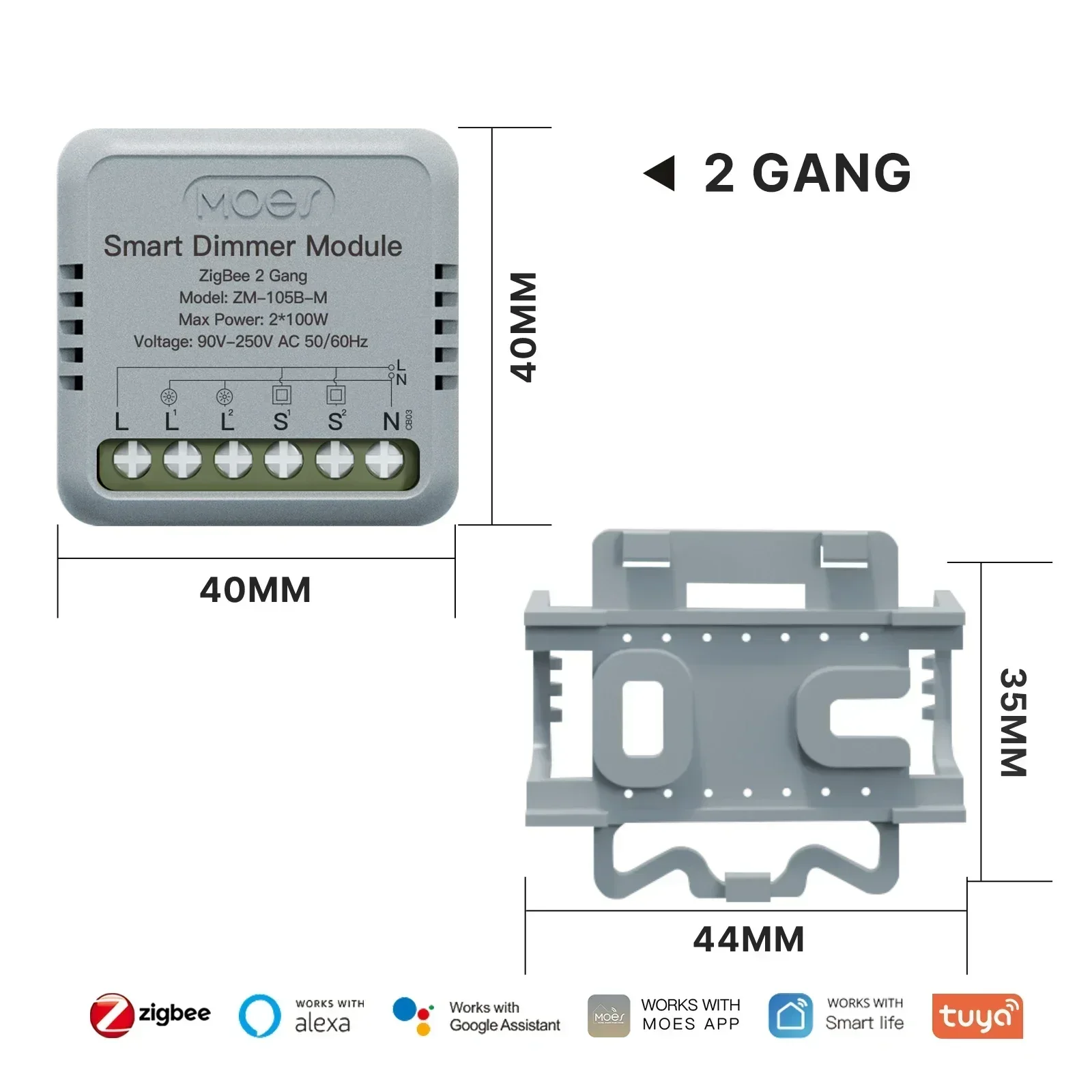 MOES Star Ring Series Mini Tuya WiFi/Zigbee interruptor inteligente módulo DIY interruptor de luz 1/2 Gang Control remoto trabajo Alexa Google Home: Morado