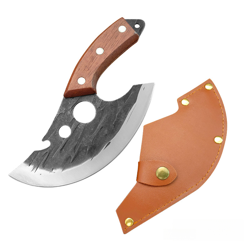 Cuchillos de cocina pequeños para forjar, cuchillo para deshuesar, cuchillo de anillo, cuchillo de cocina, cuchillo machete pequeño para matar pescado, cuchillo para cortar: Negro