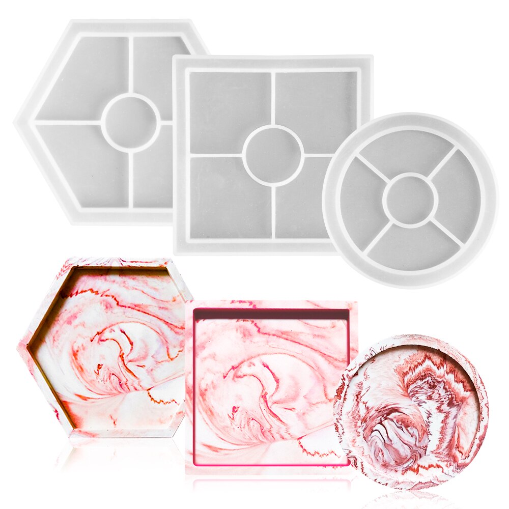 DIY Oval Tray Silicone Mold Coaster Tray Mold Storage Box Silicone Molds for Gypsum Concrete Coaster Crystal Epoxy Mould