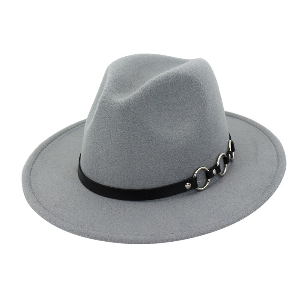 Elegante Grijze Wollen Fedora Hoed Voor Vrouwen Herfst Vintage Trilby Caps Wide Brim Jazz Kerk Toevallige Mannen Vilt Bowler Hoeden G: Light Gray