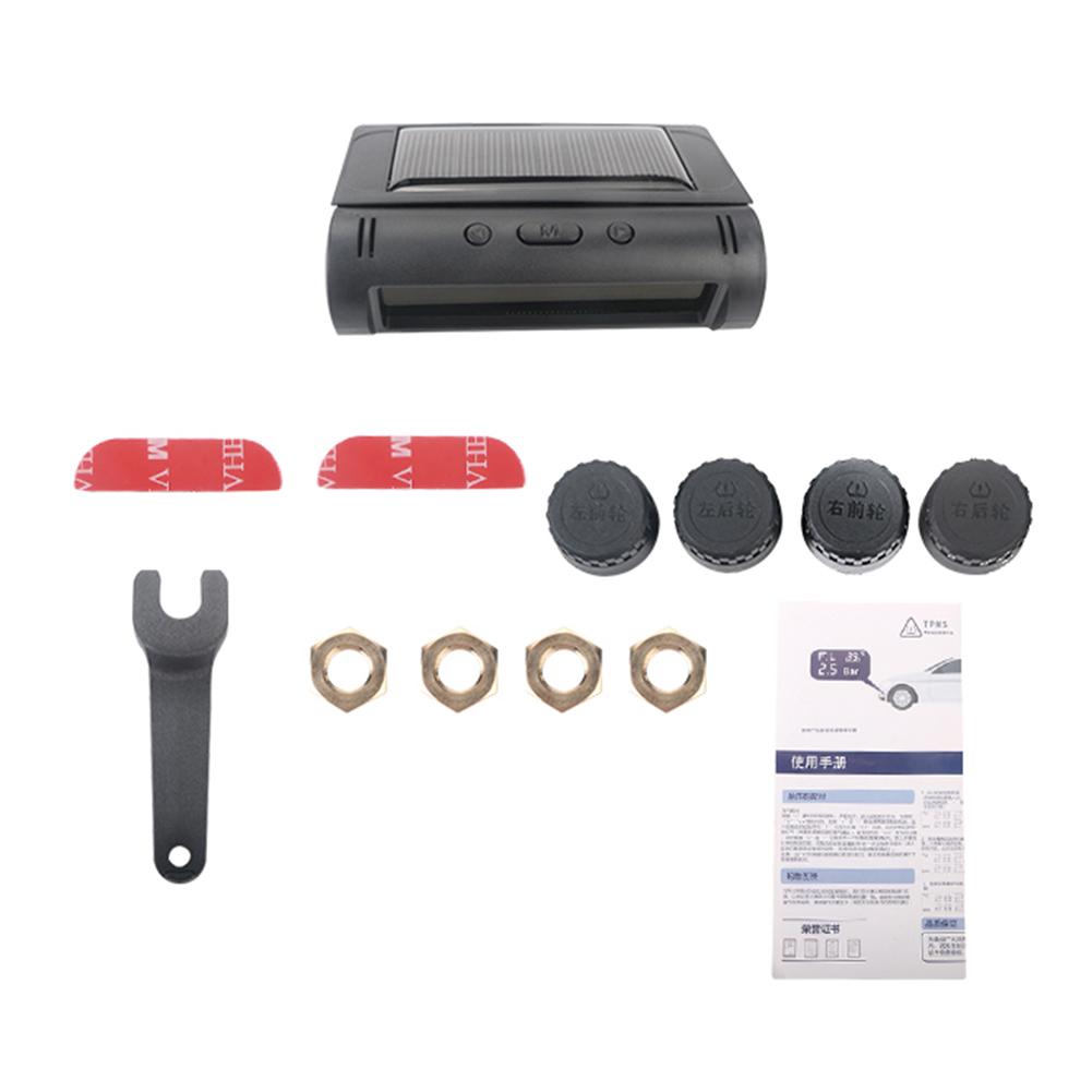 Bandenspanningscontrolesysteem, Vrachtwagen Met 6 Wielen Tpms Bandenspanningscontrolesysteem Met Zonnelader En Lcd Hd Groot Scherm, 6 Sensoren, Voor Lichte Vrachtwagens Rv