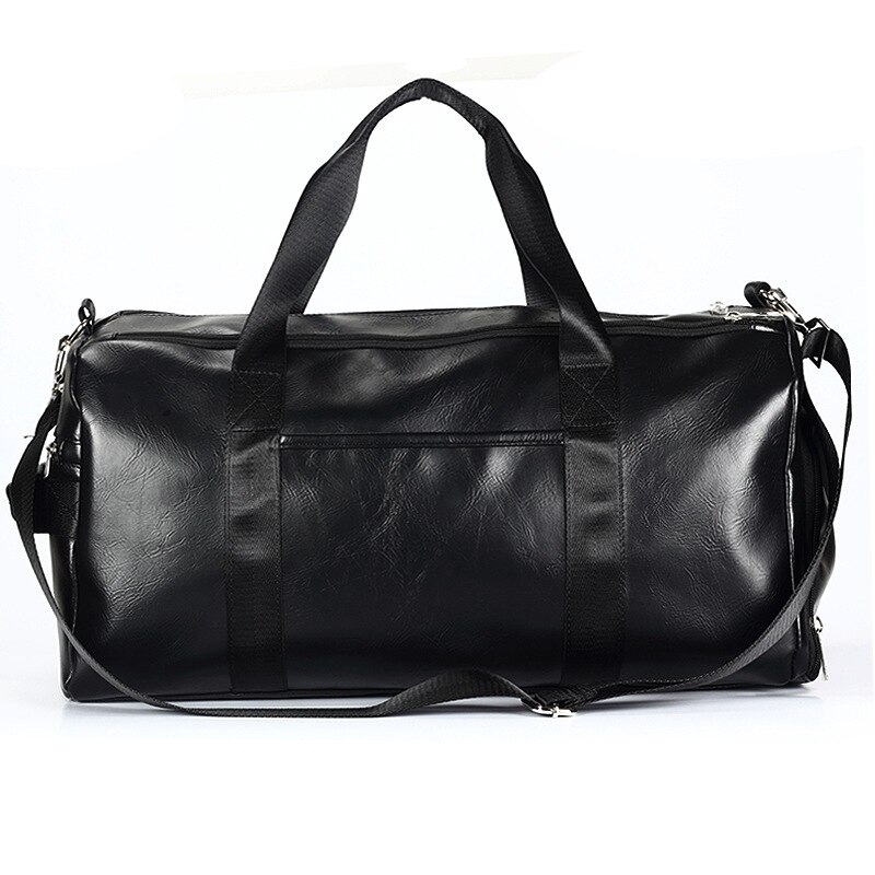 Sporttasche Leder Duffle Schulter Taschen Schuh Fach Wasserdichte draussen Reise Große Kapazität Sport Fitness Handtasche X163D: Schwarz