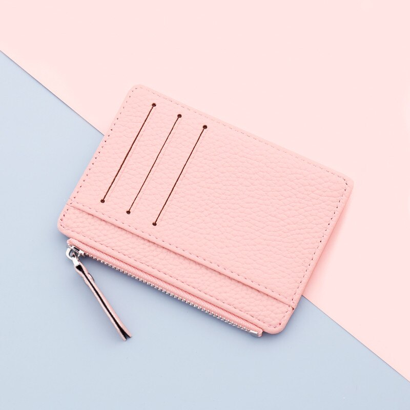 1Pc Kleine Vrouwen Portemonnee Credit Multi-Kaarthouders Pakket Mode Pu Leer Rits Ultra-Dunne Organizer Case student Portemonnee