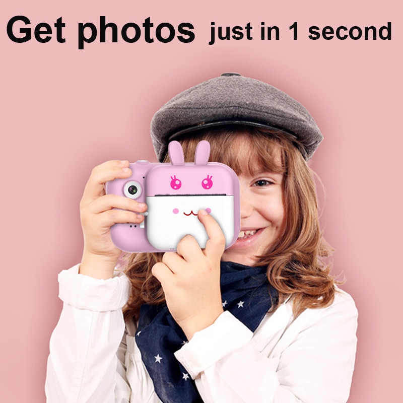 Kids Camera 1080P Digital Camera For Children Print Camera 24MP Cartoon Photo Video Camera One-Click Selfie Camera for Boy Girls