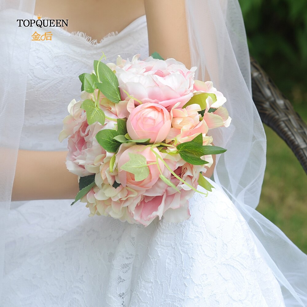 Topqueen Bridal Wedding Boeket Bloemen Bruiloft Boeket Kunstbloemen Roze Boeket Bruiloft Bloem Boeket F15: Default Title