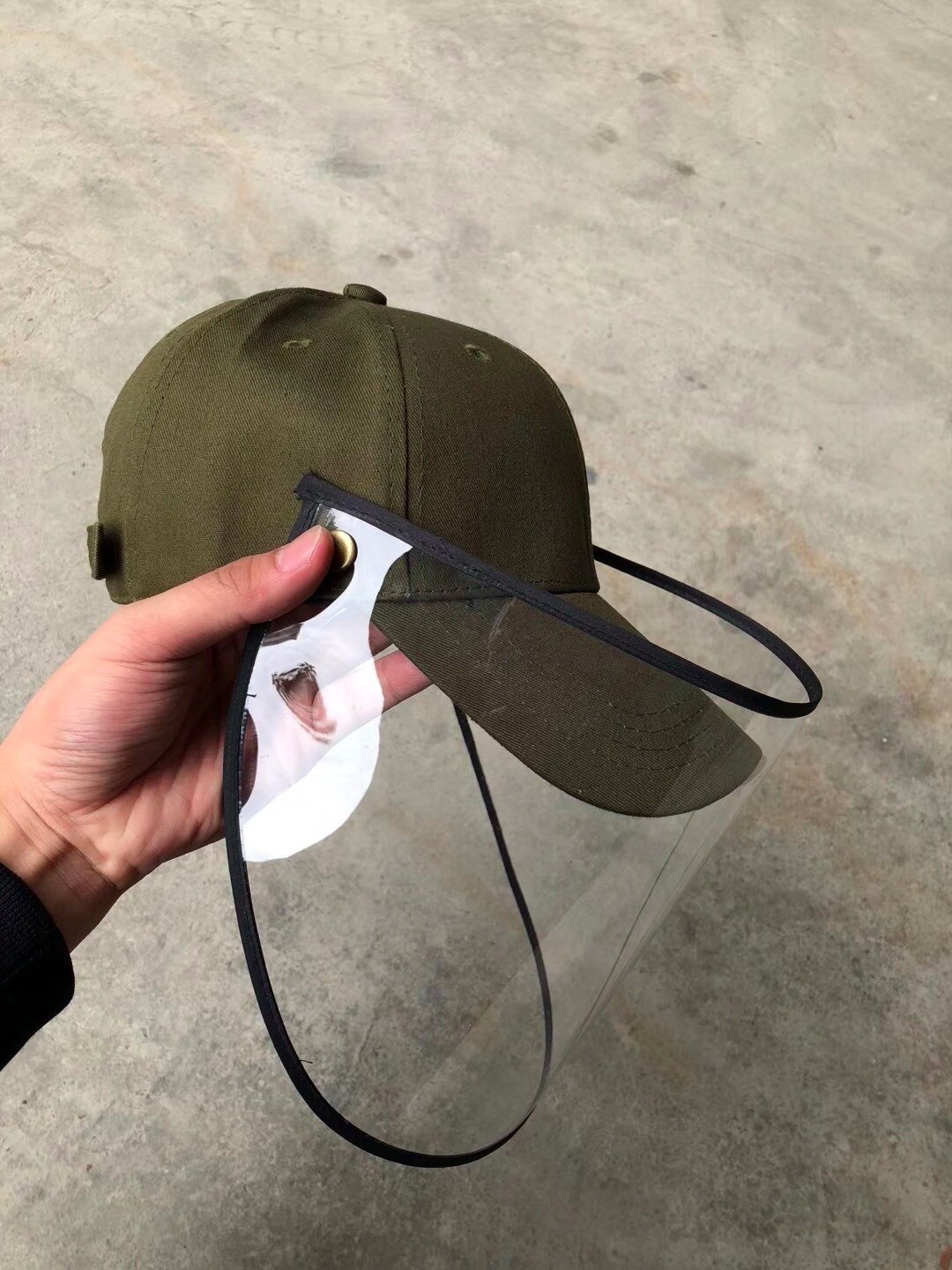 Multi-function Protective Cap Adjustable Protective Hat Eye Protection Anti Fog Windproof Hat Anti Saliva Face Cover Cap: Army Green