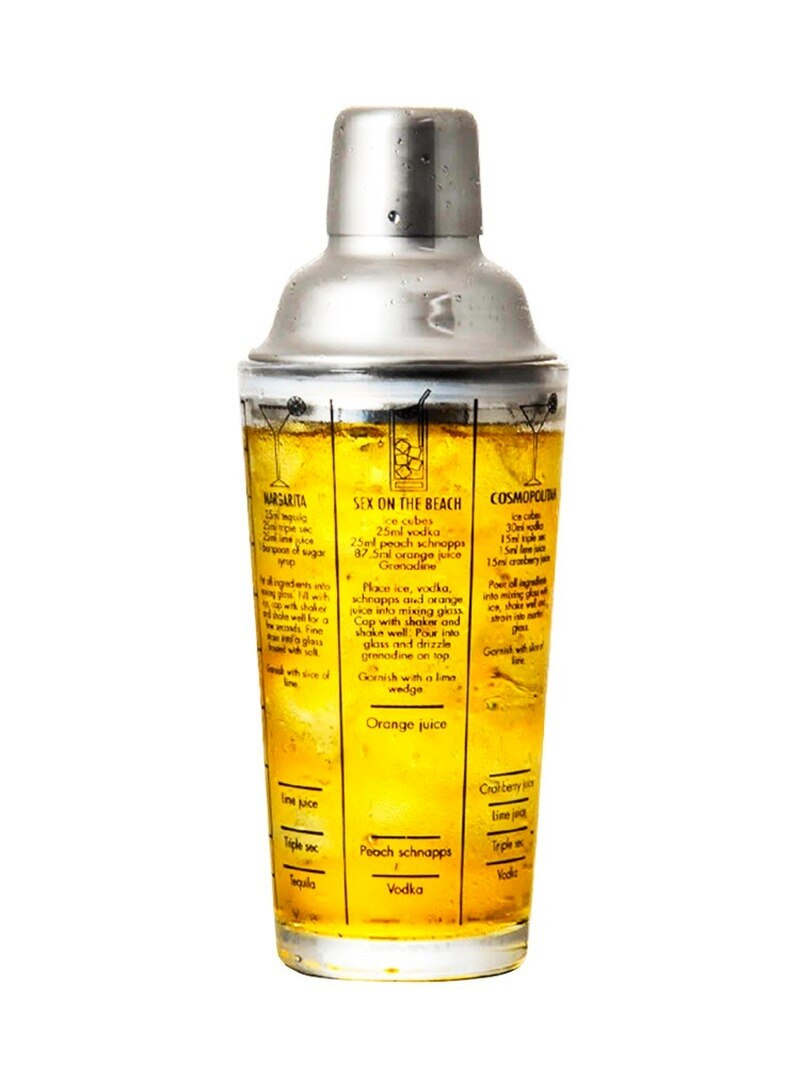 400ml Glass Bar Shaker Scale Shaker with Formula Shaker Three-stage Shaker Nightclub Wine Sailor Shaker