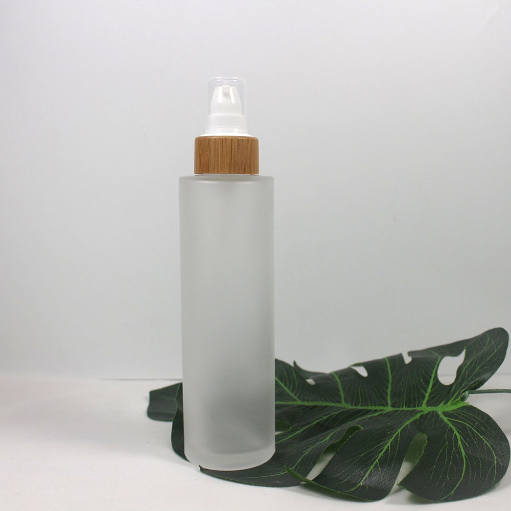 150Ml Hoge Capaciteit Glas Lotion Pomp, Spray Pomp Fles Met Bamboe Deksel