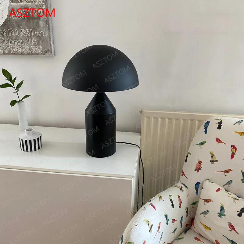 Dia25cm Black White Gold table Lamp mushroom Lamp for Bedroom Study Living Room Decoration Desk lamp