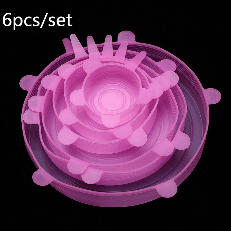 KeWL Kitchen Gadgets Kitchen Accessories Reusable Silicon Stretch Lids Universal Lid Silicone Food Wrap Bowl Lid Kitchen Tools: Pink 1 Set