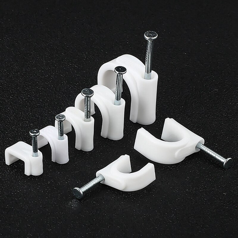 180-Piece Combination Set Square Cable Clamp Round Cable Clamp with Steel Nails
