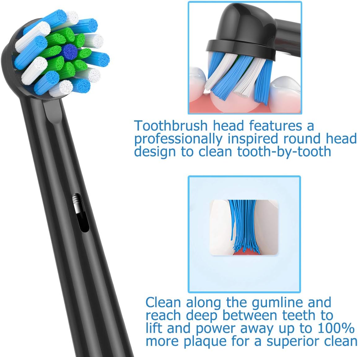 Black EB50 Brush Heads Cross Action 16 Degree Angle Spare Dental Nozzles for Oral B Electric Toothbrush D12/D16/DB4010/DB4510