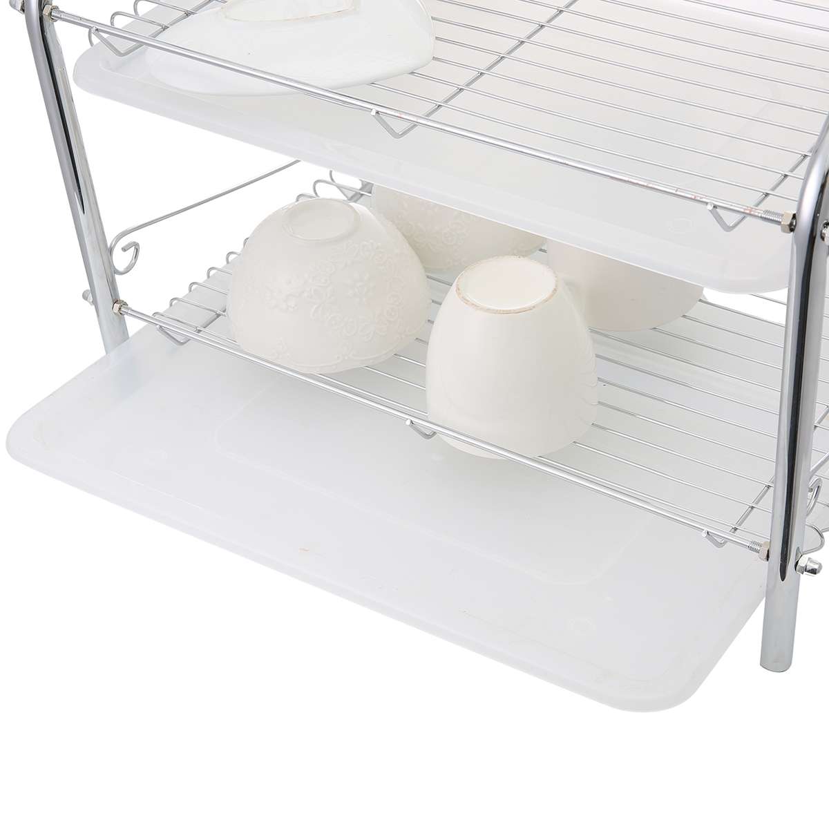 Chrome-plated Alloy Kitchen Dish Rack Plate Cutlery Cup Dish Drainer Drying Rack Wall Mount Kitchen Organizer Storage Holder