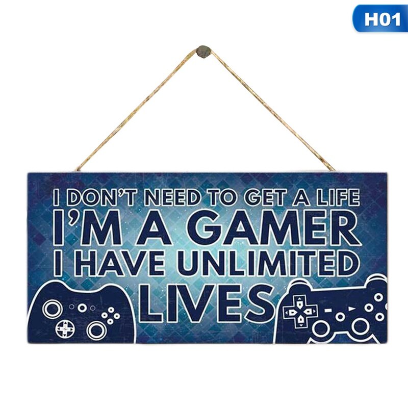 Wooden Door Hanging Sign Ornament Funny Keep Out Gamer At Play Decoration for Home Wooden Pendants: H01
