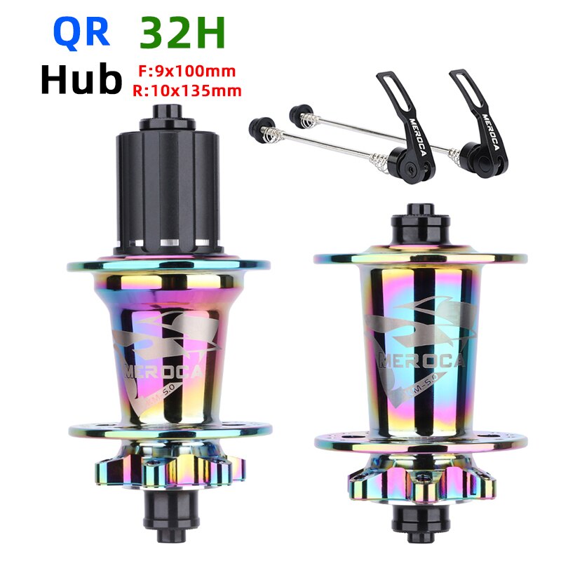 MEROCA km-5.0 Mtb Mountain Bike Hub 32 Holes 5 Bearing 8/9/10/11 Speed Front Rear Qr Or Thru Aluminum Alloy Bicycle Hubs
