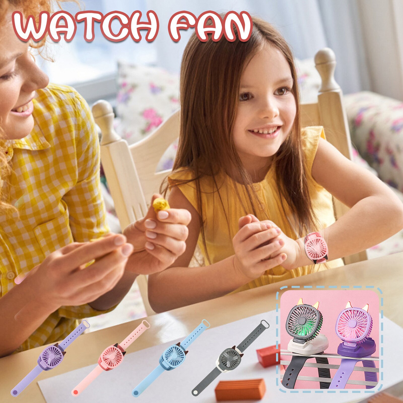 freundlicher Erwachsenen Ich bin Freien Uhr Fan Kreative Uhr Fan USB Mini Ladung Faul Stumm Tragbare Handgelenk Fan Kawaii Geburtstag Präsentieren Spielzeug