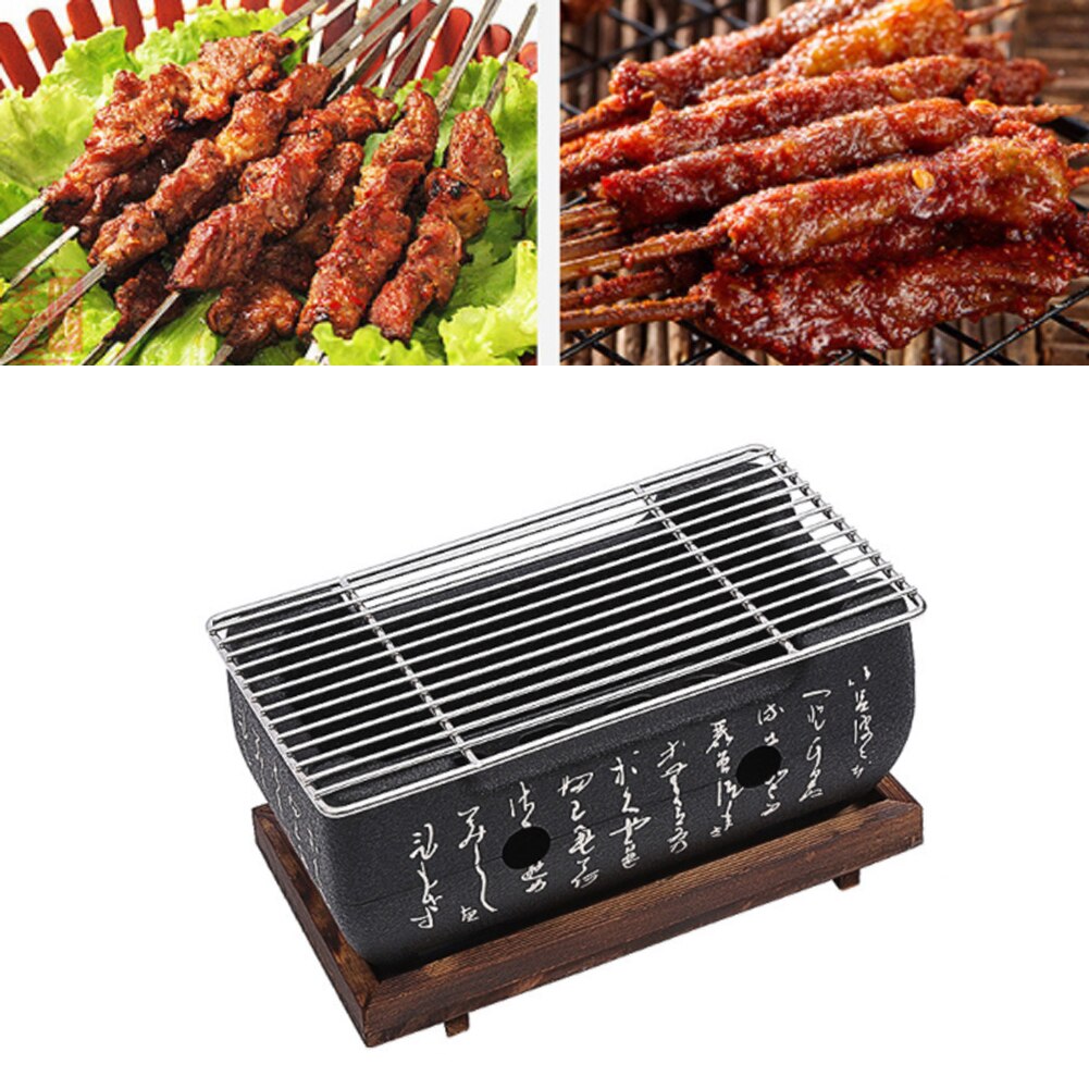 Barbecue de Style japonais, Grill de Table Portable, cuisinière à charbon de bois, avec support à fil et plateau de Base