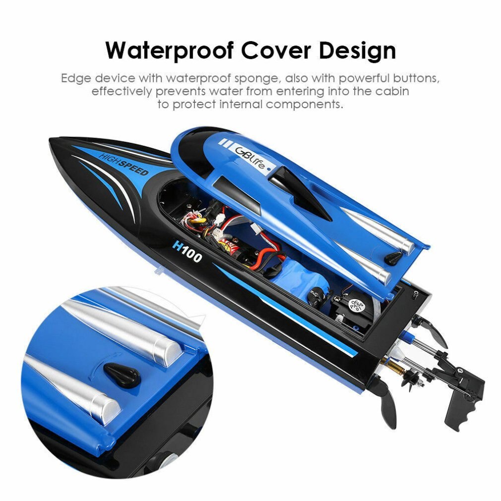 Lancha motora con Control remoto para niños, barco de carreras de alta velocidad, juguete de lancha motora refrigerada por agua, modelo educativo