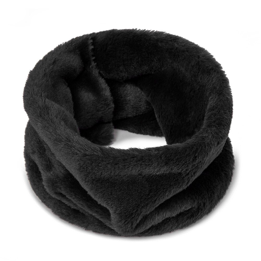 Evrfelan varm vinter tørklæde til kvinder tyk varmere uld hals tørklæde ring tørklæder kvindelige knap tørklæde blød behagelig: Sort
