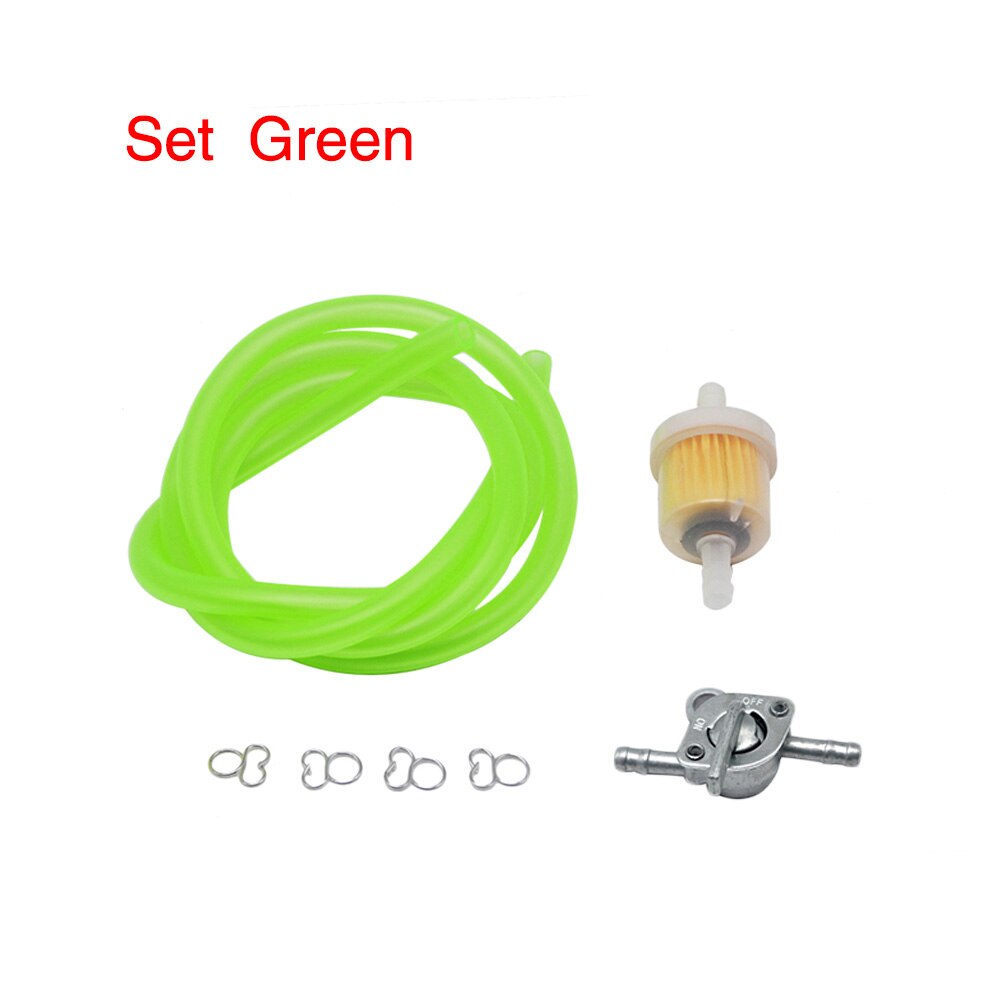 Zsdtrp universal 6mm bensinolja bränslefilter & bränslerör & oljebrytare för motorcykel moped skoter smutscykel atv: Grön uppsättning