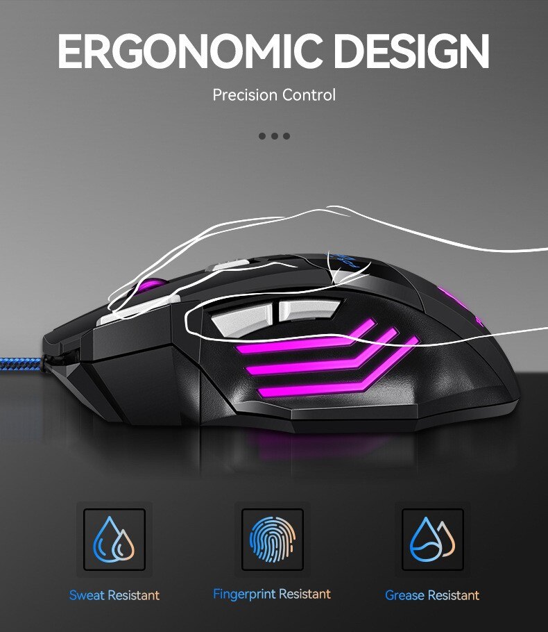 1 pc unthly neue hyper speed usb gaming maus rgb hintergrund beleuchtete ergonomische spiel mäuse 7d esports kabel gebundene maus für laptop pc gamer