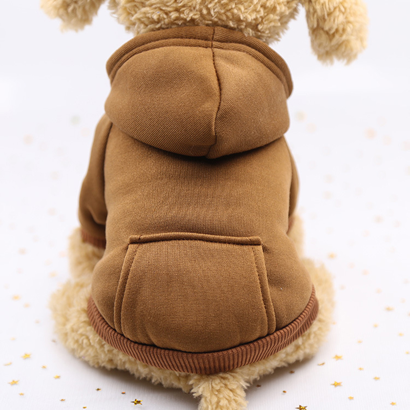Dog Clothing Autumn And Winter Small Pet Clothes Thickening Warm Solid Color Two-Feet Hooded Wweater Casual Pet Products