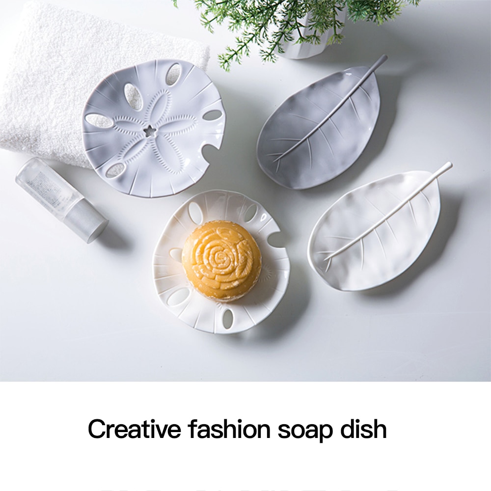 Portable Leaf Shape Soap Dish Box Plastic Drain Rack Soap Storage Holder Container Shelf Bathroom Shower Plate Tray