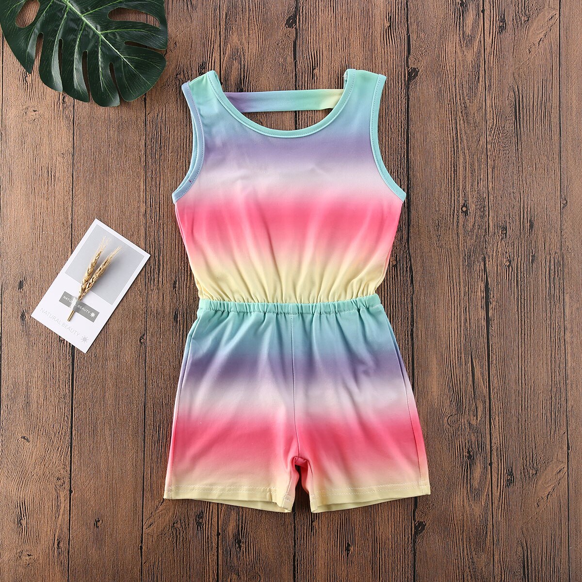 Capretti di estate Del Bambino Vestiti Delle Ragazze Senza Maniche Arcobaleno Pagliaccetto Della Tuta Prendisole Abiti Bambini Tute e Salopette: 3T