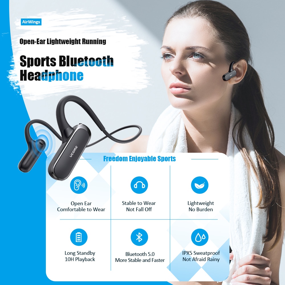 Ucomx G56 Sport Bluetooth Hoofdtelefoon Open-Ear Draadloze Koptelefoon 10H Afspelen Bluetooth Headsets Voor Iphone Samsung Xiaomi