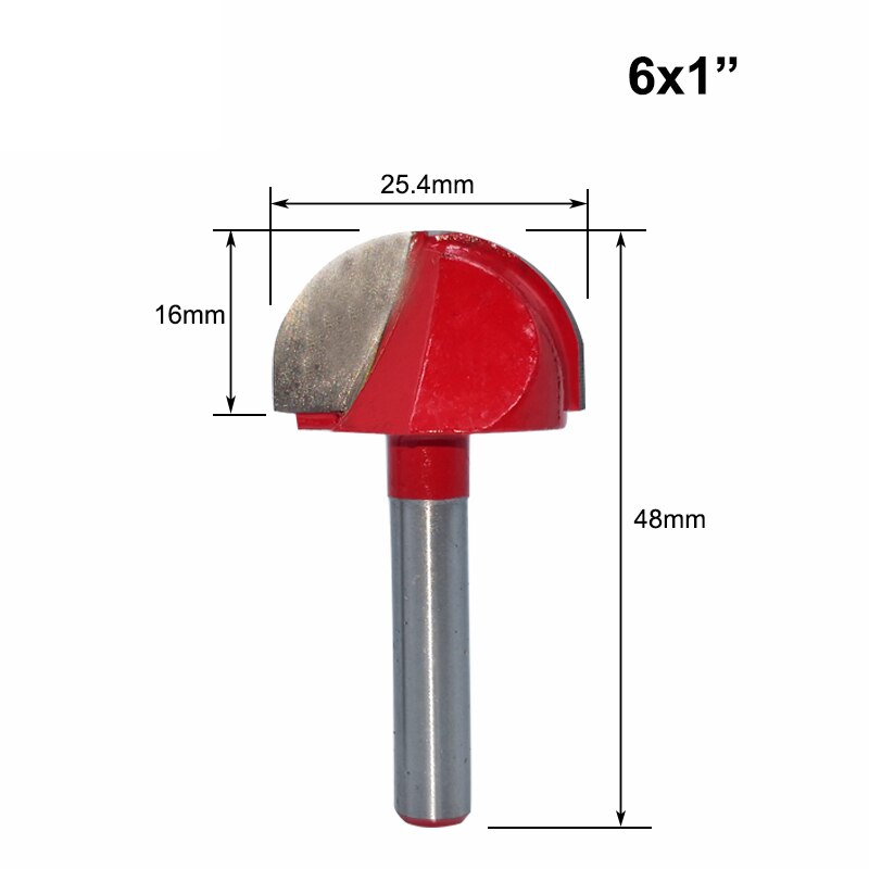 1pc 6mm skaft fræsning træskæring træ kugle næse fræser bit rund fræsning træ cnc radius kerne kasse solid hårdmetal: 08