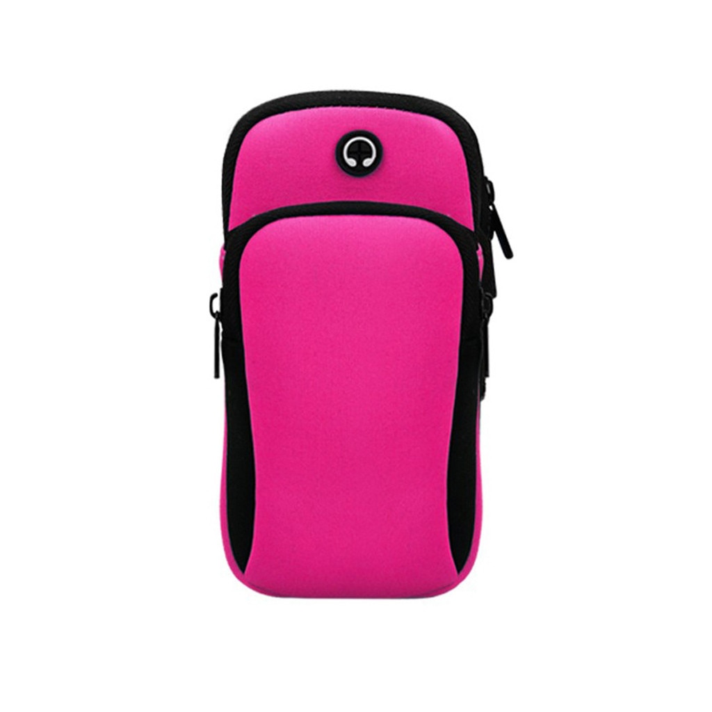 Universal outdoor sports phone gym Running Wrist Band Bag Outdoor Sports Phone Arm Package Hiking Cell Strap Pocket: HOT pink