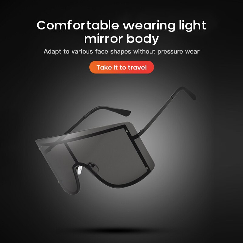 Gafas de sol de gran escala a prueba de viento, marco de Metal ultraligero, de una pieza, para conducción al aire libre, protector solar, adelgazantes, marco de Simple