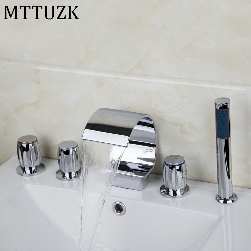 Mttuzk koldt og vand massivt messing blandeventilhane badekar vandhane mixer til badeværelse jacuzzi vandhane 5 stk sæt