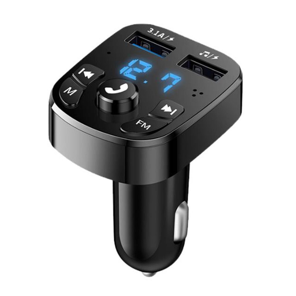 Kabelloses fm-transmitter-autoradio-schnellladegerät-set mit  qc3.0 dual-usb-anschlüssen, voltmeter und aux - mp3- player