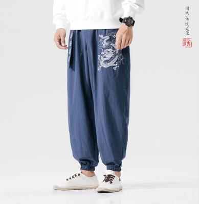 Zongke Drachen Stickerei Hosen Männer Jogger Hosen Männer Hosen Streetwear Jogginghose Harem Hosen Männer Hosen 5XL 2022 Frühjahr Neue: Chinesisch Größe 5XL / Marine Blau