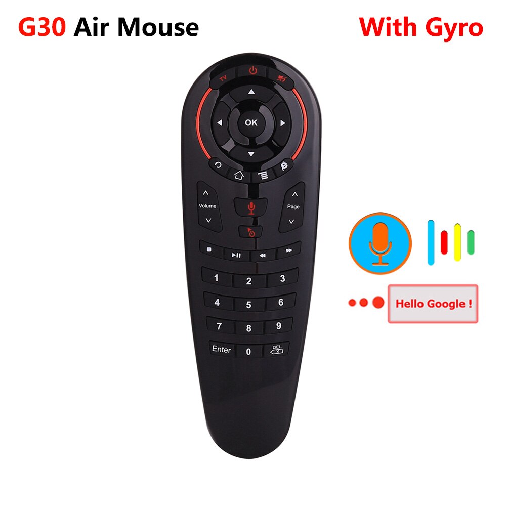 G30 2.4G Gyroscope Wireless Air Mouse 33 Keys IR Learning Smart Voice Remote Control for X96 mini H96 MAX Android Box vs G10 G20: G30 with gyro