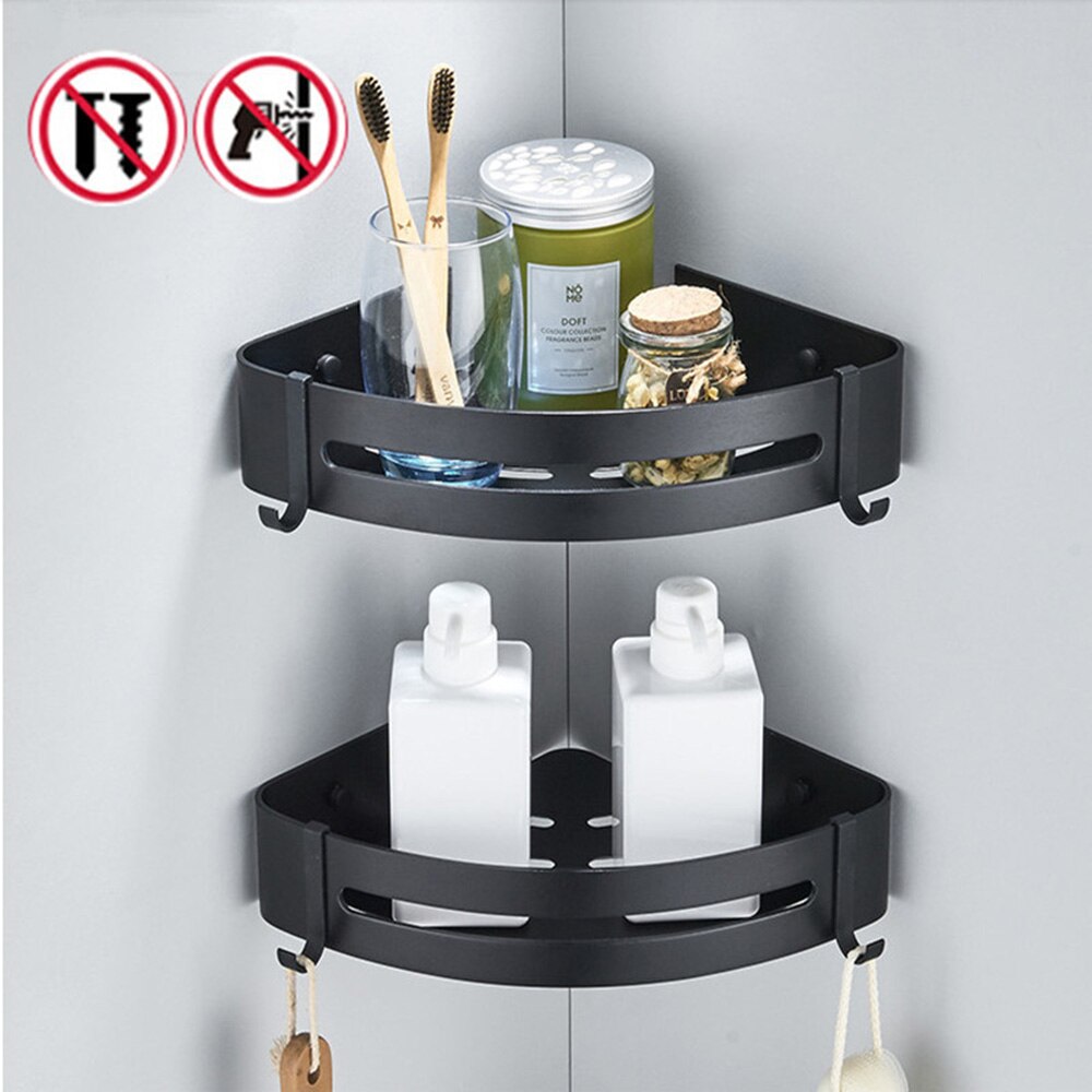 Dreieck Handtuch Dusche Storage Rack Schwarz Ecke Regale Wand Montiert Aluminium Lagerung Korb Organizer Bad Zubehör